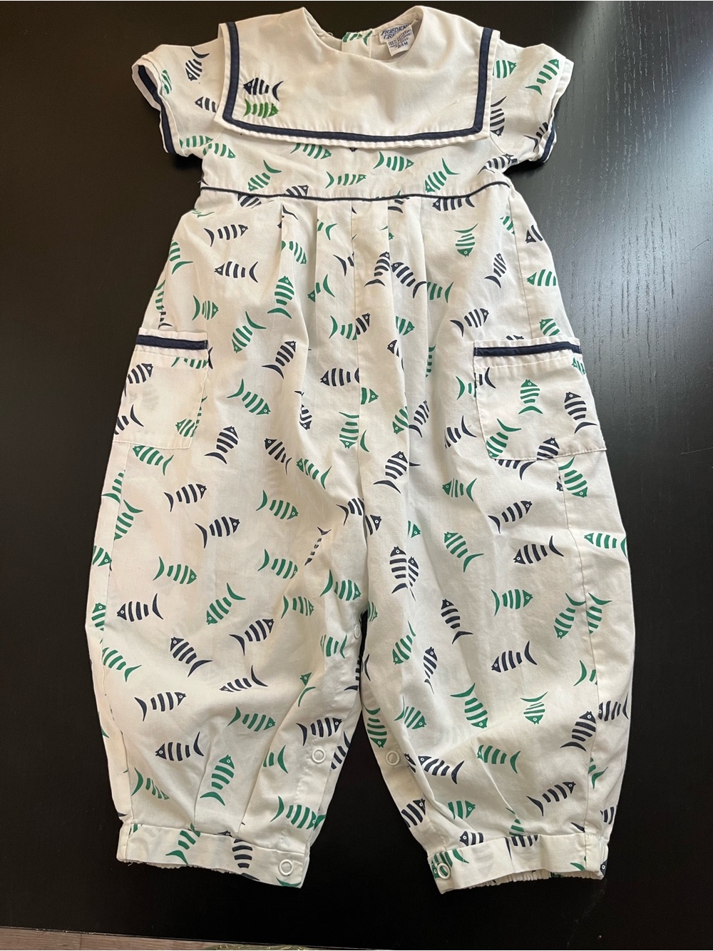Vintage friedknit creations baby boy smocked bubble romper